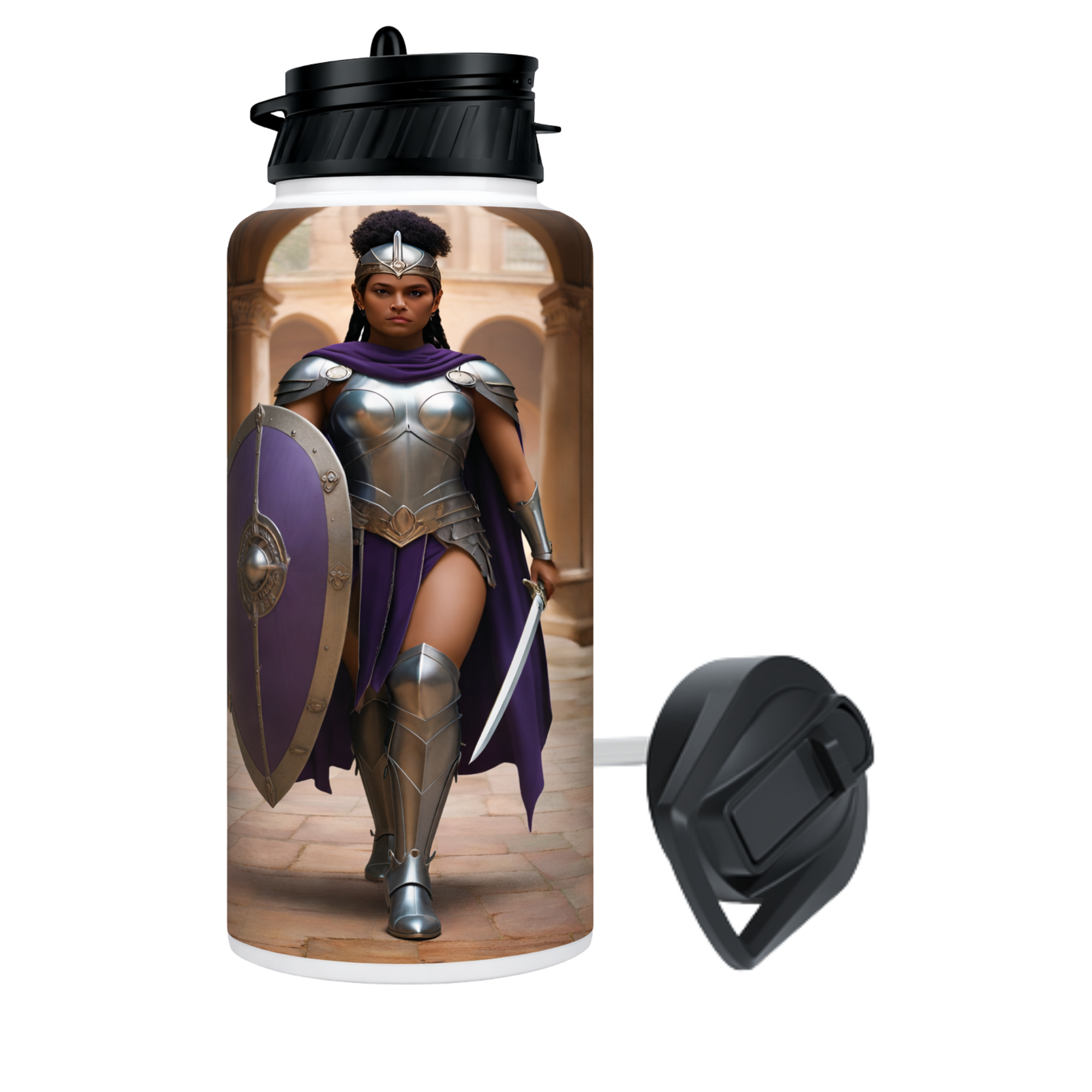 32oz Battle Ready inspiration tumbler WHT female warrior representation BWJ Designs Custom Gifts